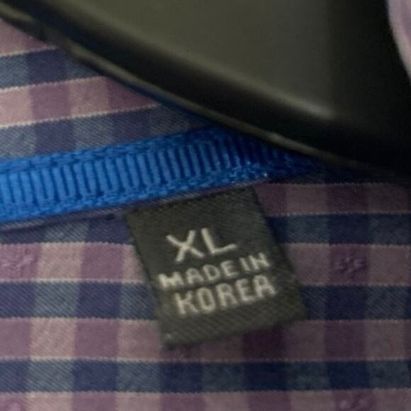 MOVE Purple Plaid Active Performance Long Sleeve Button Down Shirt Size XL - Picture 9 of 11